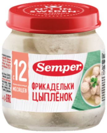 Пюре Semper (Сэмпер) Фрикадельки Цыпленок, 100 г