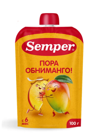 Пюре Semper (Сэмпер) Яблоко, манго, персик, 100 г