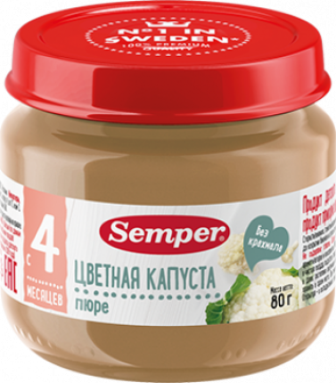 Пюре детское цветная капуста, 80 г