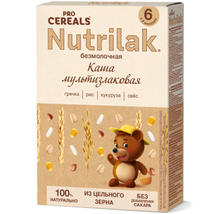 Каша Nutrilak (Нутрилак) PROCEREALS безмолочная Мультизлаковая цельнозерновая, 200 г