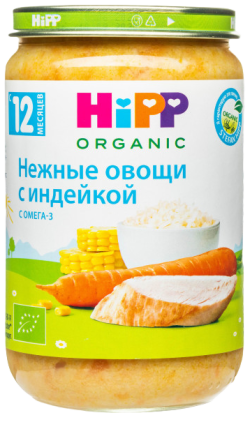 Пюре HiPP (Хипп) Нежные овощи с индейкой, 190 г