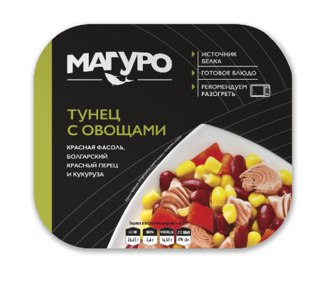Филе-кусочки тунца полосатого с овощами, 230 г