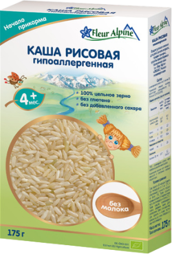 Каша FLEUR ALPINE безмолочная рисовая гиппоалергенная 175г