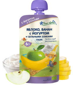 Пюре Fleur Alpine (Флер Альпин) Яблоко, банан с йогуртом, 120 г