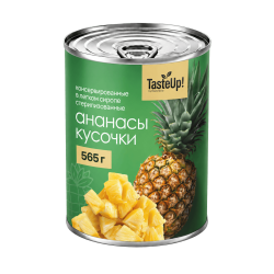 Ананасы кусочки  в легком сиропе (масса прод. 340 г), 565 г