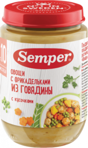 Пюре Semper (Сэмпер) Овощи с фрикадельками из говядины, 190 г