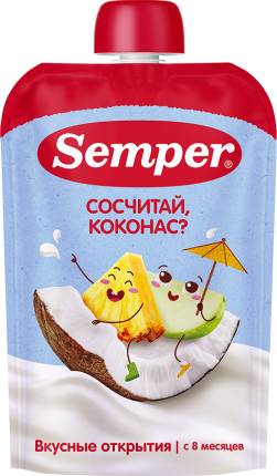 Пюре Яблоко, Банан, Ананас, Кокос, 100 г