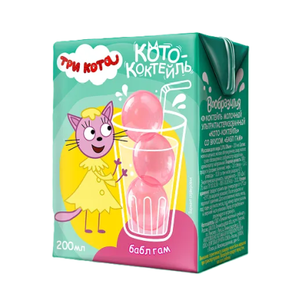 Коктейль молочный «Кото-коктейль» со вкусом «Бабл Гам», 200 мл.
