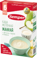 Каша Semper (Сэмпер) молочная Манная с яблоком, грушей, бананом, 180 г