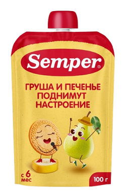 Пюре Semper (Сэмпер) Мультифрукт с печеньем, 100 г