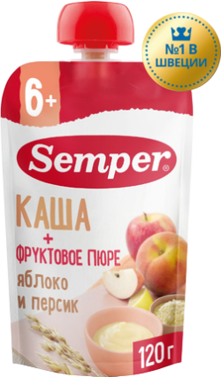 Пюре детское яблочно- персиковое с кашей без сахара с 6 мес, 120 г