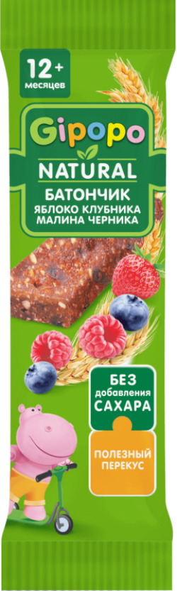 Баточик злаково-фруктовый Яблоко, Клубника, Малина, Черника, 20 г