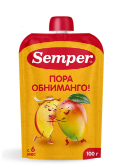 Пюре Semper (Сэмпер) Яблоко, манго, персик, 100 г