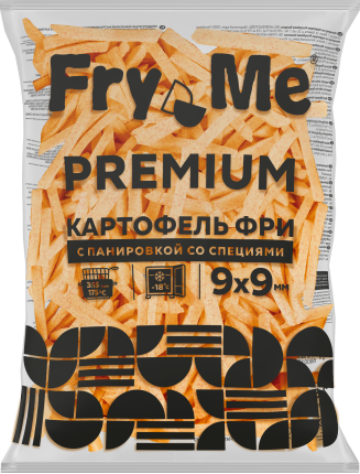 Картофель фри c панировкой со специями 9х9 мм (FMB9) Fry Me Premium, 2,5 кг