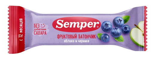 Фруктовый батончик Semper (Сэмпер) Яблоко и Черника, 15 г
