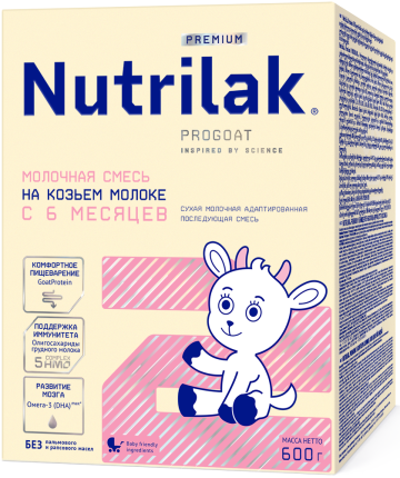 Смесь молочная сухая Nutrilak Premium (Нутрилак Премиум) 2 адаптированная на козьем молоке, 600 г