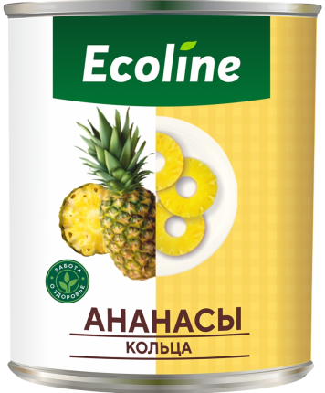 Ананасы кольца в легком сиропе, 565 г (масса прод. 340 г)