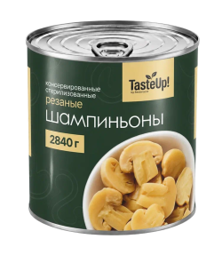 Шампиньоны резаные консервированные стерилизованные, 3100 мл/2840 г (масса продукта 1800 г)