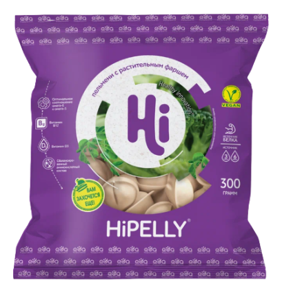 Растительные пельмени в тесте HiPelly замороженные, 300 г 