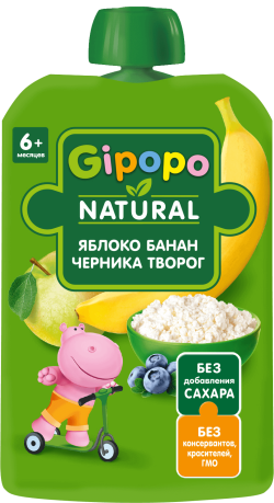 Пюре Яблоко, Банан, Черника, Творог, 90 г