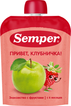 Пюре Semper (Сэмпер) Яблоко и клубника, 90 г