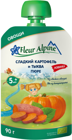 Пюре Fleur Alpine (Флер Альпин) Сладкий картофель и тыква, 90 г