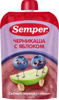 Пюре Semper (Сэмпер) Яблоко и черника с кашей, 120 г
