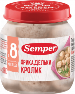 Пюре Semper (Сэмпер) Фрикадельки Кролик,100 г