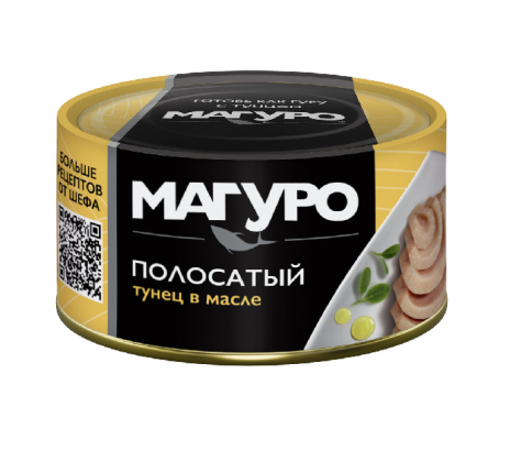 Тунец полосатый филе-кусочки в масле, 170 г